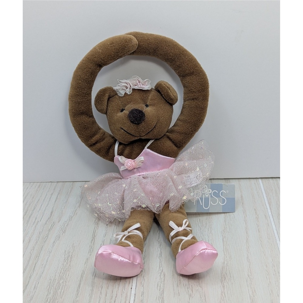 Russ Berrie Hangin Around Bears Tutu Brown Pink Ballerina Plush 5945